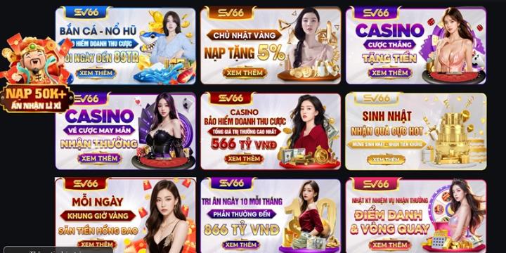 Cập nhật các sự kiện ưu đãi hấp dẫn tại Casino Sv66